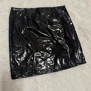 New Medium black vinyl pu short mini skirt goth gothic pencil alt